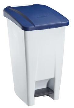 POUBELLE MOBILE À PÉDALE MOBILY 60L BLANC/BLEU - POLYÉTHYLÈNE