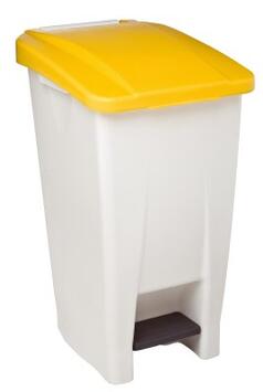 POUBELLE MOBILE À PÉDALE MOBILY 60L BLANC/JAUNE - TRI SÉLECTIF