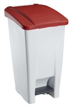 POUBELLE MOBILE À PÉDALE MOBILY 60L - BLANC/ROUGE