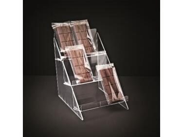 PRÉSENTOIR 3 ÉTAGES 36 TABLETTES DE CHOCOLAT 30X22X29CM