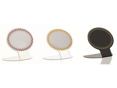 ÉTIQUETTES CHEVALETS OVALES DENTELLE 7X7 CM BLANCHES ET OR X10