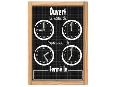 PANCARTE HORLOGE FOND BRUN AVEC ÉTIQUETTES