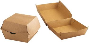 BOÎTES À BURGER CARRÉES EN CARTON BRUN 150X130 H 50/85 MM X300