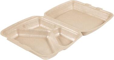 BOÎTES LUNCH EN PPE AVEC COUVERCLE ARTICULÉ 3 COMPARTIMENTS 24 X 20,7 HAUTEUR 6,8 CM X130