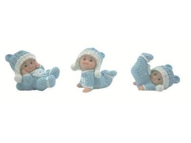 SUJETS DE BAPTÊME / NAISSANCE, BÉBÉS FACÉTIEUX BLEU H 5 CM X12