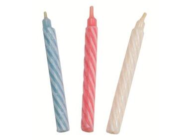 BOUGIES TORSADÉES FINES Ø 6 H60 MM COULEURS ASSORTIES X100