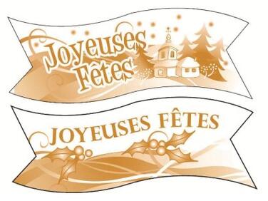 DÉCORS EN PAIN AZYME BANDEROLE "JOYEUSES FÊTES" 94X30 MM X24