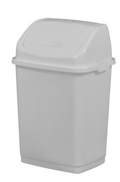 POUBELLE PLASTIQUE A COUVERCLE BASCULANT CLAP  10L  BLANC