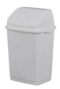 POUBELLE PLASTIQUE A COUVERCLE BASCULANT CLAP  18L  BLANC