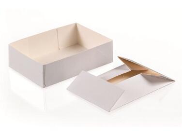 BOITES PETITS FOURS CARTON BLANC SANS COUVERCLE H50MM 200X130MM 500G X100