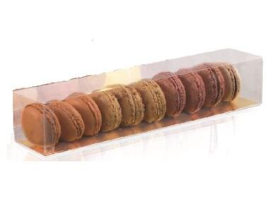 BOÎTES RÉGLETTES 6 MACARONS EN PVC NOIR 180X45X45MM X100