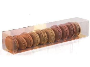MACARONS EN PVC AVEC FOND CARTON NOIR 240X45X45 MM X50