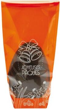 SACHETS CONFISERIES DÉCORÉS DÉCOR PÂQUES ORANGE 100X220MM X100