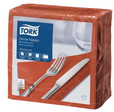 SERVIETTES TABLE 39X39 TORK DINNER 2PLIS PLIAGE 4 TERRACOTTA 12X150