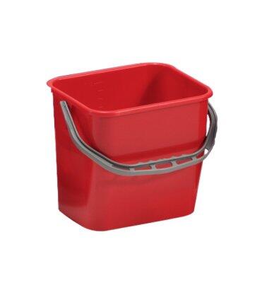 SEAU PLASTIQUE ROUGE 12L, MATIÈRE NEUVE, POIGNÉE GALVANISÉE