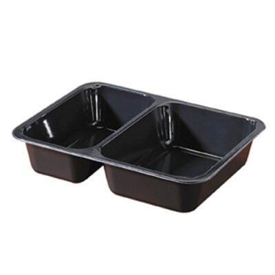 BARQUETTE CPET 2 COMPARTIMENTS NOIR MICRO-ONDABLE 655/455ML - 225X175X43MM