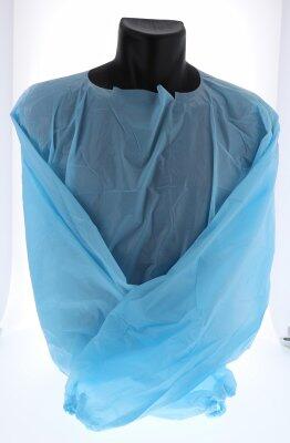 TABLIER AVEC MANCHES, CPE 30µ BLEU, 125X185CM, LOT DE 25