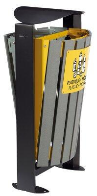 CORBEILLE SUR PIED 2X60L ARKEA ETIK GRIS ET JAUNE