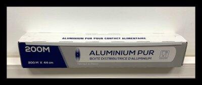 ALUMINIUM ROULEAU 200X0,44M 10µ BOITE DISTRIBUTRICE