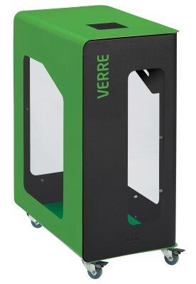 BORNE TRI SÉLECTIF 90L VIGIPIRATE SANS SERRURE, ROULETTES "VERRE" GRIS/VERT