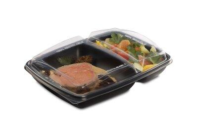 BOITE TA PP NOIR AVEC COUVERCLE 950CC 2 COMPARTIMENTS C/6X30