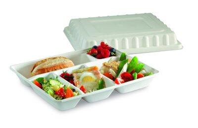 PLATEAU REPAS 295X240X40MM SS COUV 5 COMPART BC C/4X50