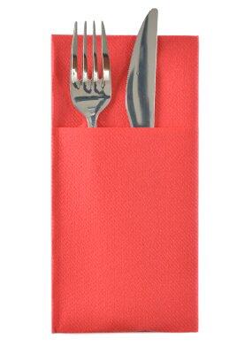 POCHETTE COUVERT EN SERVIETTE CELISOFT 40X40CM ROUGE C/10X50