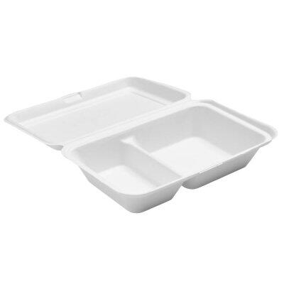 COFFRET REPAS BAGASSE 2 COMPARTIMENTS 241X163X65MM BC C/5X50