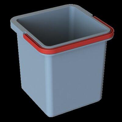 SEAU CARRÉ GRIS 6L AVEC ANSE ROUGE POUR CHARIOT KUBI PRO