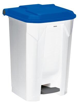 POUBELLE A PEDALE UTILO 80L BLANC COUVERCLE BLEU
