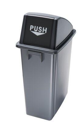 COLLECTEUR AVEC COUVERCLE A OUVERTURE PUSH 60L OFFICE GRIS