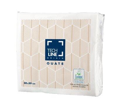 SERV 30X30 OUATE TECHLINE 2PLIS PLIAGE 4 BLANC C/40X100