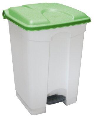 CONTAINER A PEDALE 45L TECHLINE BLANC AVEC COUVERCLE VERT
