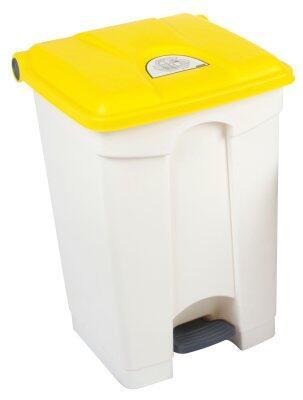 CONTAINER A PEDALE 45L TECHLINE BLANC AVEC COUVERCLE JAUNE