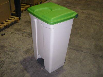 CONTAINER A PEDALE 2 ROUES 90L TECHLINE BLC COUVERCLE VERT