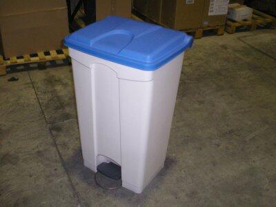 CONTAINER A PEDALE 2 ROUES 90L TECHLINE BLC COUVERCLE BLEU