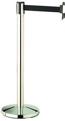 LOT DE 2 BARRIÈRES DE DÉLIMITATION PACEO EN INOX SUR SOCLE AVEC SANGLE NOIRE RÉTRACTABLE 3M