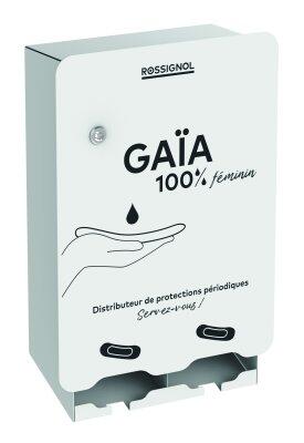 DISTRIBUTEUR HYGIÉNIQUE GAIA 2 COMPARTIMENTS BLANC ACIER ANTI-UV