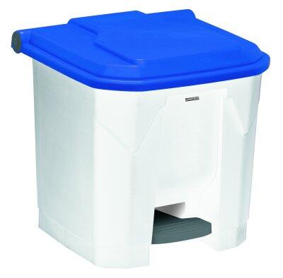POUBELLE À PÉDALE UTILO 30L BLANC/BLEU EN POLYPROPYLÈNE