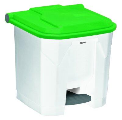 POUBELLE À PÉDALE UTILO 30L BLANC/VERT - POLYPROPYLÈNE