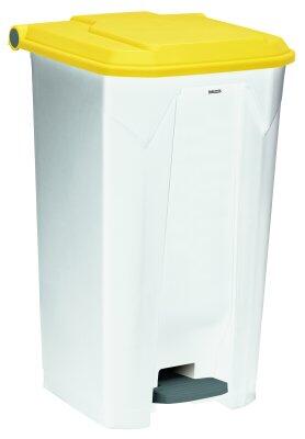 POUBELLE À PÉDALE UTILO 100L BLANC/JAUNE - POLYPROPYLÈNE