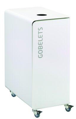 BORNE DE TRI SÉLECTIF 90L ACIER ANTI-UV AVEC ROULETTES ET SERRURE - BLANC