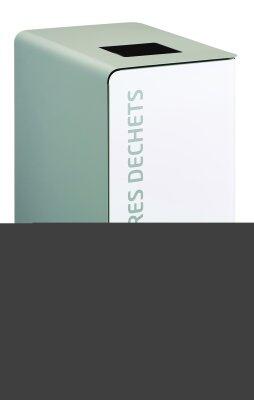 BORNE DE TRI SÉLECTIF 90L ACIER ANTI-UV BLANC ET GRIS AVEC ROULETTES