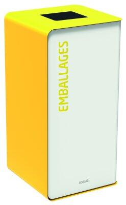 STATION DE TRI SÉLECTIF 75L BORNE CUBATRI POUR EMBALLAGES BLANC/JAUNE
