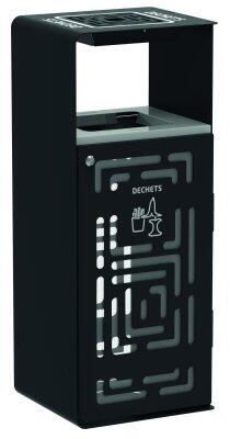 CORBEILLE AVEC CENDRIER INTÉGRÉ ARTRI 110L GRIS - ANTI-UV ET ANTICORROSION
