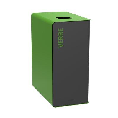 BORNE DE TRI SÉLECTIF 90L AVEC SERRURE ET SAC - ACIER ANTI-UV JAUNE/VERT