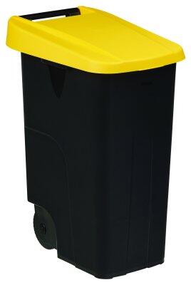 POUBELLE DE TRI MOBILE MOVATRI NOIR/JAUNE 85L AVEC COUVERCLE