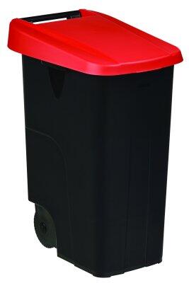 POUBELLE DE TRI MOBILE MOVATRI 85L NOIR/ROUGE AVEC COUVERCLE