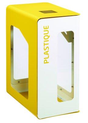 BORNE DE TRI SÉLECTIF 90L EN ACIER + POLYCARBONATE BLANC ET JAUNE