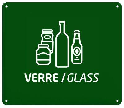 PLAQUE SIGNALÉTIQUE MURALE POUR TRI VERRE, VERT - ACIER ANTI-UV